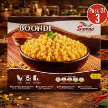 Saras Boondi Plain 200g x 3 – Crunchy Gram Flour Bites for Snacking or Cooking
