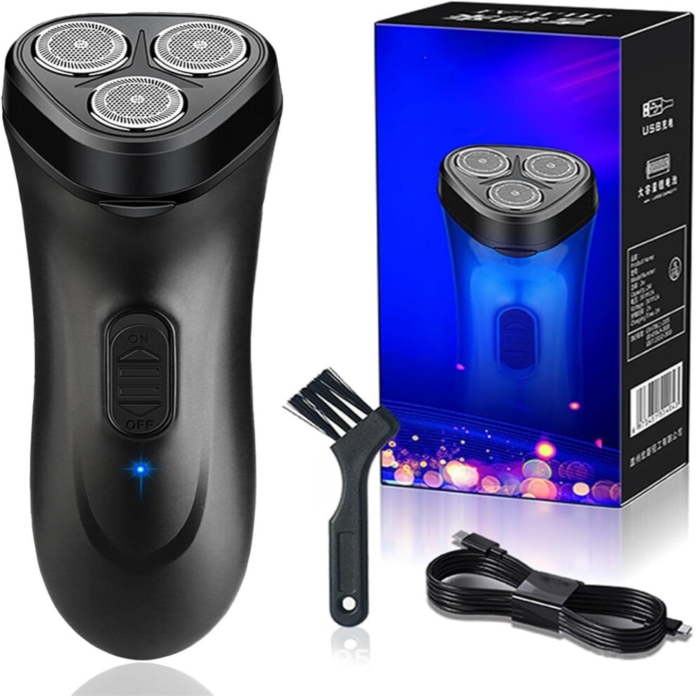 Black Electric Shaver For Men Waterproof Wet Dry Cordless Rechargeable Razor Gentle Blades