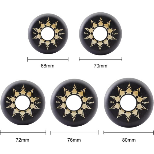 4 Pack Skateboard Wheels Replacement Skateboard Wheels for Inline Scooters and Roller Blades Black 70mm 1