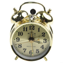 Horseshoe Shaped Retro Mechanical Alarm Clock with Gold Bells for Bedroom or Office Decor