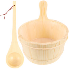 One Set Wooden Sauna Bucket And Barrel For Use In Sauna Rooms