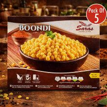 Saras Boondi Plain 200g x 5 – Crunchy Gram Flour Bites for Snacking or Cooking