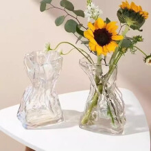 2 x Flower Vases Elegant Clear Glass Vase, 16 x 9 x 7 cm Small Vases