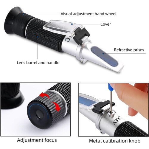 Brix Refractometer, Honey, Wine, Water Content, 3 in 1 2