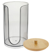 Transparent Bathroom Cup Dispenser with Black Lid Plastic Mouthwash Cup Holder for Vanity or Office Storage