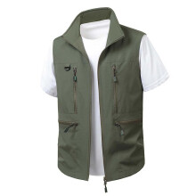 Men's Outdoor Lightweight Work Vest with Multifunctional Pockets Army Green 6XL