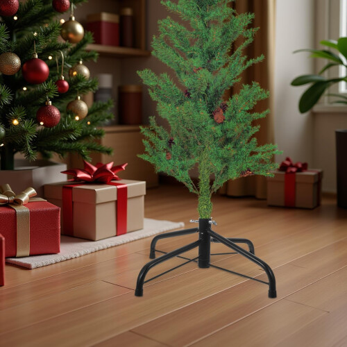 Christmas Tree Stand Black Iron Folding Base for 4 Ft Artificial Tree Small Space Holiday Decor 1