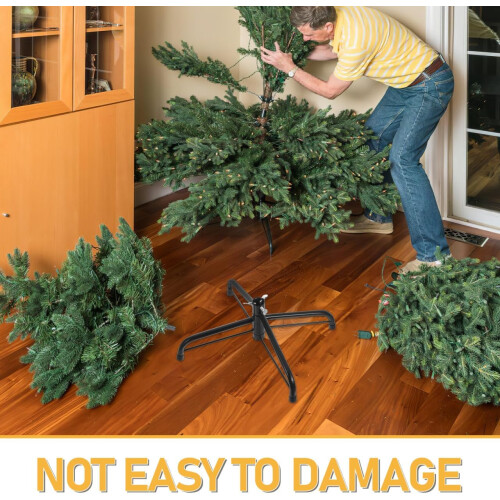Christmas Tree Stand Black Iron Folding Base for 4 Ft Artificial Tree Small Space Holiday Decor 2