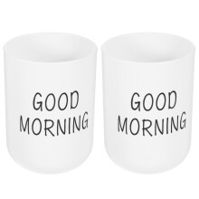 2Pcs White Reusable PP Bathroom Cups Toothbrush Holders Multi-Purpose