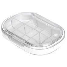 Dagligt pillerfodral, mini transparent vit magnetisk pillerorganisatör för enkel öppning och stängning, multifunktionell behållare för