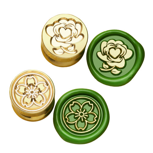 2Pcs Brass Sealing Stamp Head for Wedding-03 plus 04