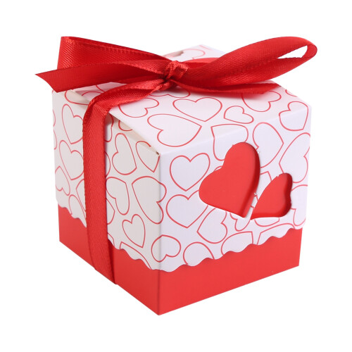 Scatole decorative rosse per dolcetti, ideali per matrimoni, compleanni e feste, con nastro e stile cinese. 2