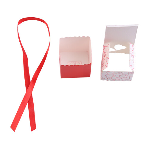 Scatole decorative rosse per dolcetti, ideali per matrimoni, compleanni e feste, con nastro e stile cinese. 1