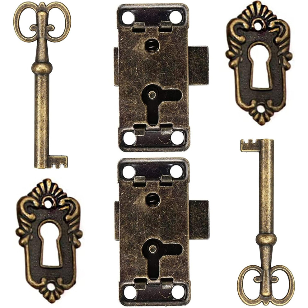 Easy Installation For Cabinets Drawers, Decorative Locker With Premium Metal Material And Rust Proof Surface, Antique Cabinet Locks Set Of 2 In Exquis 9454554117515