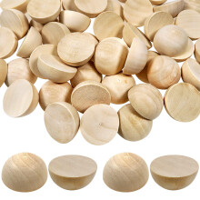 TOAOB 50 Pieces 30 mm Semicircular Wooden Beads Hemispherical Natural Loose Beads Cabochon for Painting DIY Jewelry Making