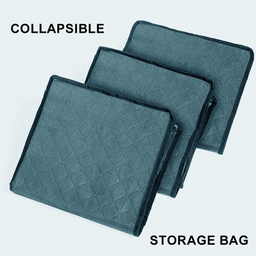 Storage Organizer, Versatile Bedding Storage & Save Space, Collapsible & Foldable Storage Box For Blankets, Clothes, 35L, Blue 2