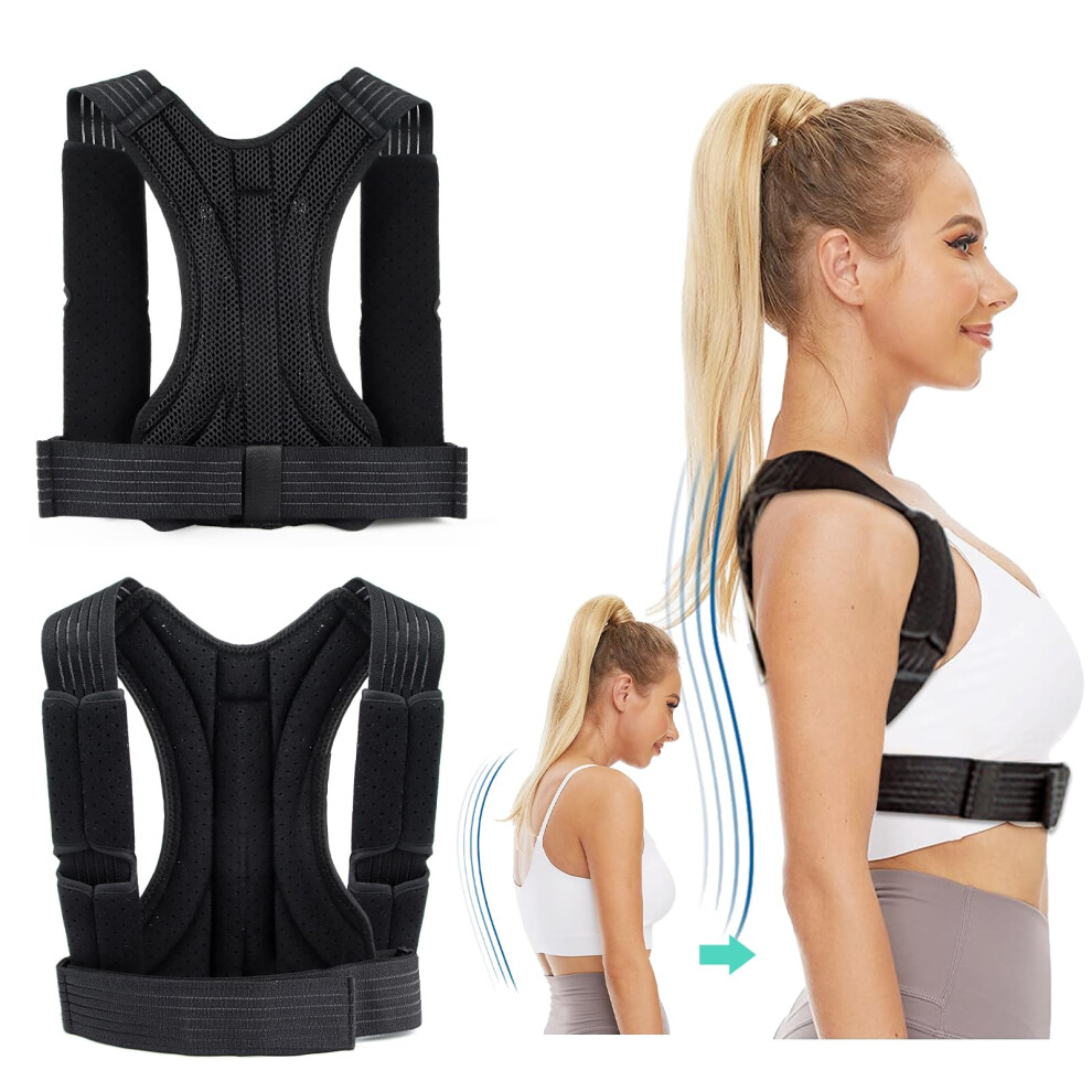 Black Back Posture Corrector, Straightener Back For Women And Men, Comfortable Upper Back Support, Corrects Humpback And Improves Back Posture, (Xl)