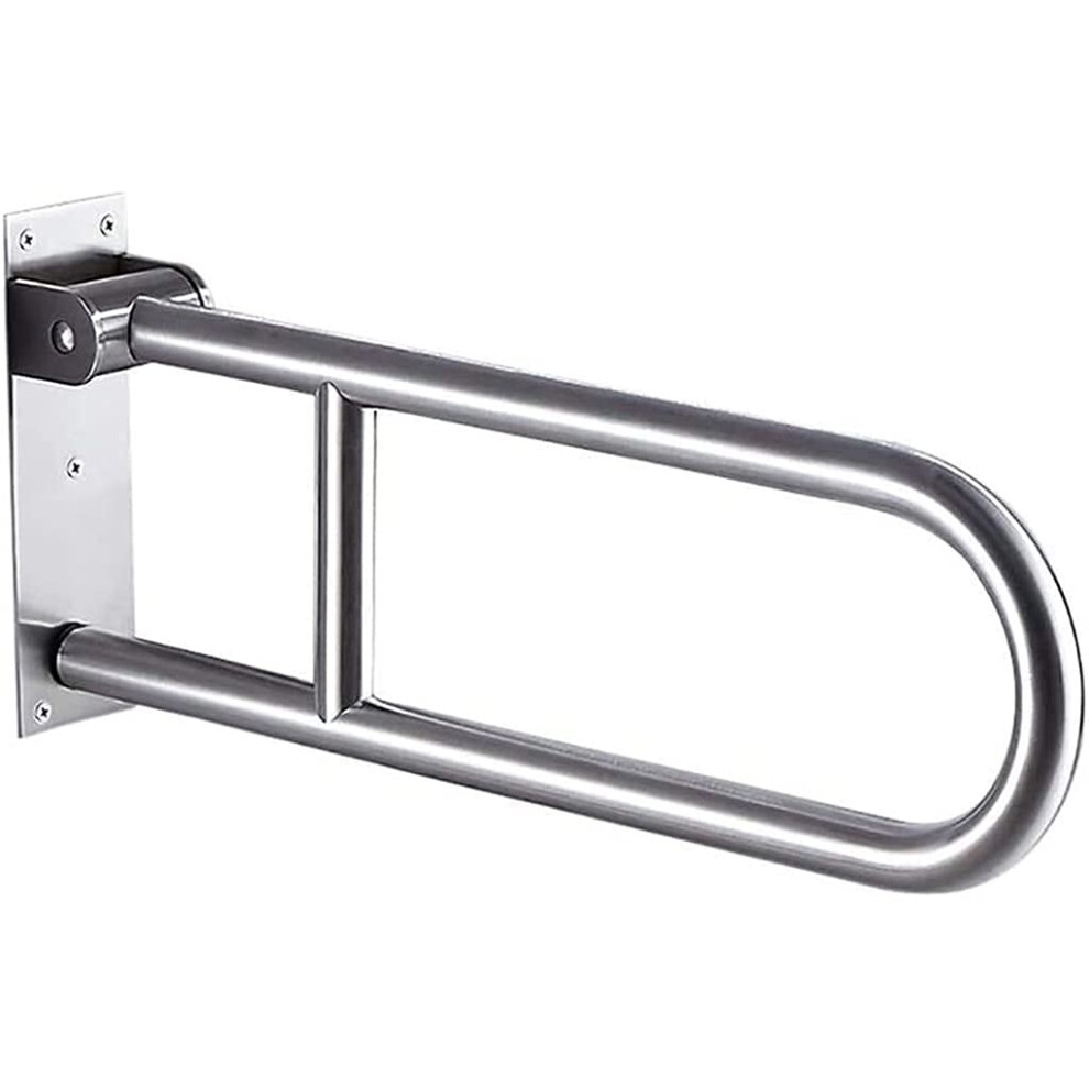 Handrail Safety Grab Bar Brushed Nickel Folding Wall Mount AntiSlip Rail for Elderly Disabled Toilet 60x26cm