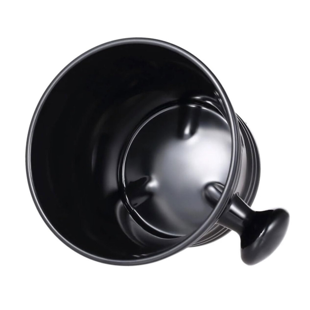 Black Men's Shaving Bowl With Handle Plastic Soap Cup For Traditional Wet Shave Easy Lathering