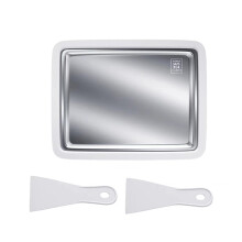 Ice Cream Machine Rolling Plate with 2 Spatulas 304 Stainless Steel Kitchenware Handmade Yogurt Machine Tool White Large