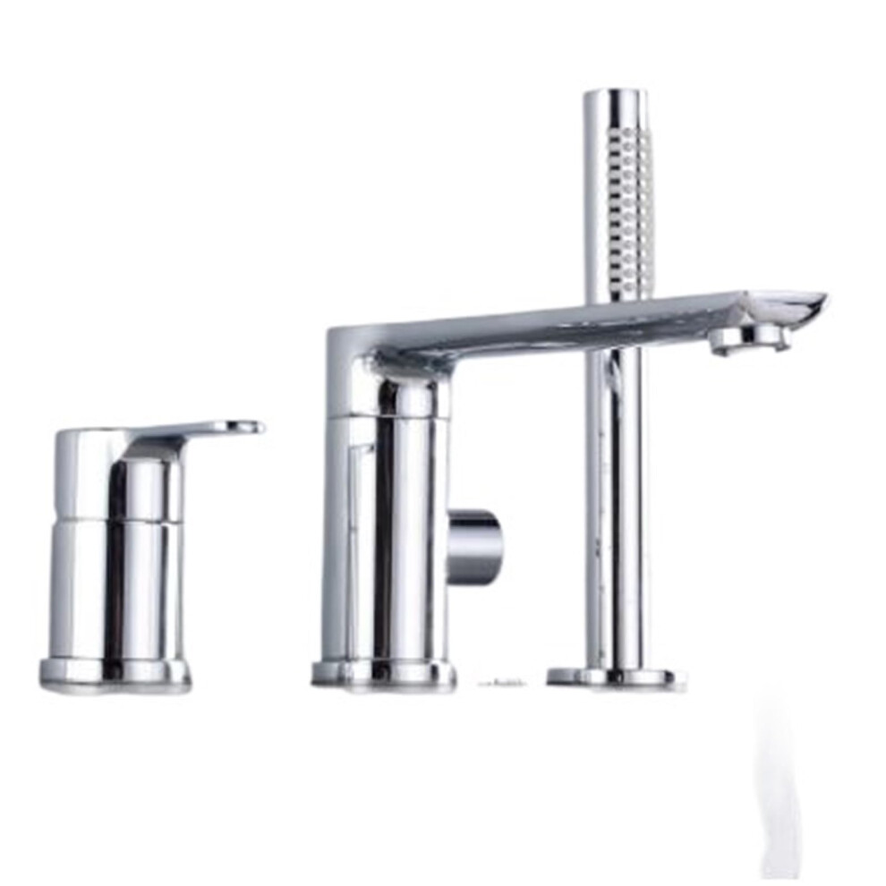 Bathtub Faucet Set Solid Brass Swivel Spout Deck Mounted Shower Mixer For Bathroom Basin Chrome 9001264812980