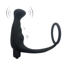 (Black-Model F) Black Cock Anal Vibrator Male Testicle Penis Ring Men