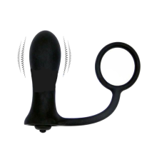 (Black-Model E) Black Cock Anal Vibrator Male Testicle Penis Ring Men