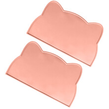2pcs Dogs Cats Silicone Pet Bowl Drinking Mat-pink cat head