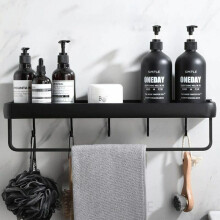 Dreneringsdesignorganisator, hygienisk baderomshylle med nettingbunn og mulighet for selvklebende montering for stuebalkong