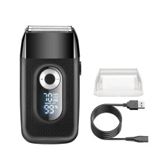 LCD Electric Shaver for Men with Sharp Steel Blade, USB Beard Trimmer for Bald Head and Sideburns