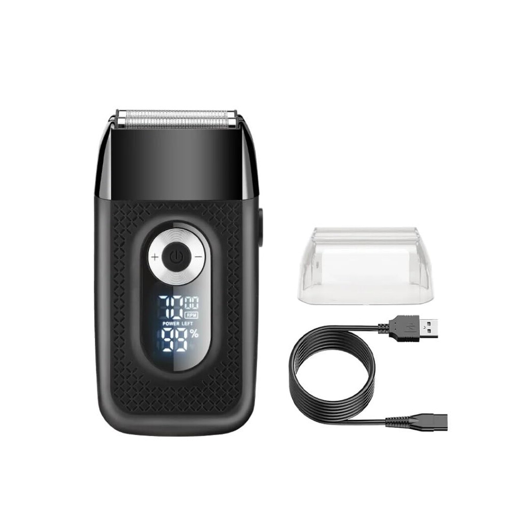 LCD Electric Shaver for Men with Sharp Steel Blade, USB Beard Trimmer for Bald Head and Sideburns