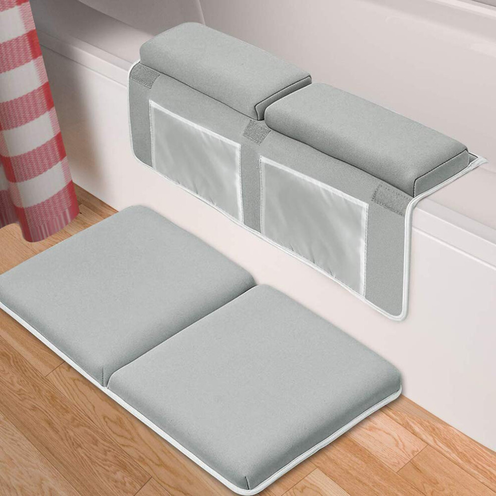 Baby Bath Kneeler Pad and Elbow Rest Set with Neoprene PE Quick Dry Cushion for Large Bathtub Organizer