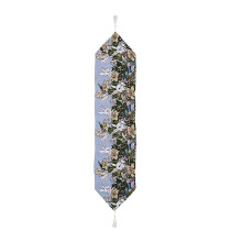 Quiltemalsett Inspirert bordløper Bomulls- og linstoff Maskinvaskbart Vil ikke falme Unikt mønstertrykk Chinoiserie Blått blomsterdesign