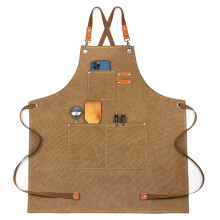 Baumwoll-Canvas-Schürze für Küche und Werkstatt, Schürze mit mehreren Taschen und abnehmbaren Trägern, robuste Arbeitsschürze für Damen und