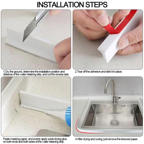 Shower Splash Guard SelfAdhesive Silicon Water Stopper (Black, 100CM) 2