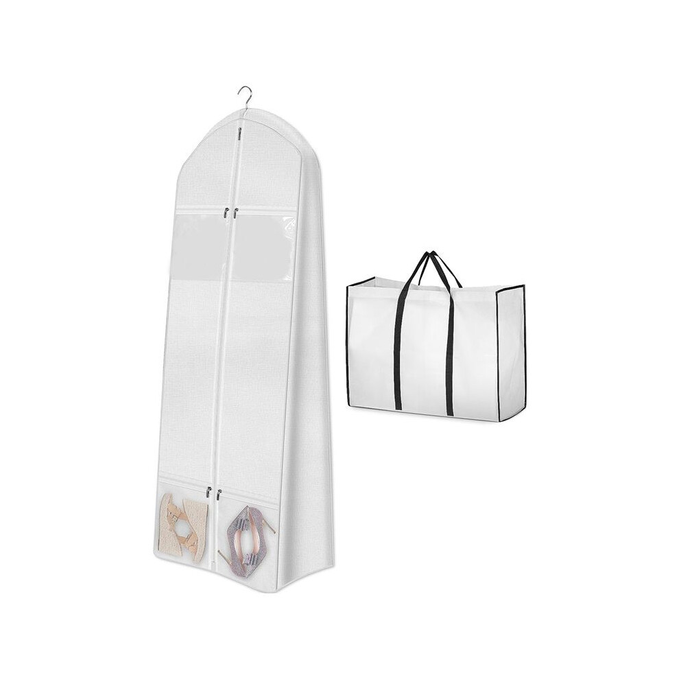 Typecat Portable 70In Wedding Dress Garment Bag With Bride Tote Bag 8In Gusseted Dress Bags For Gowns Long 4 Pockets Dress Cover