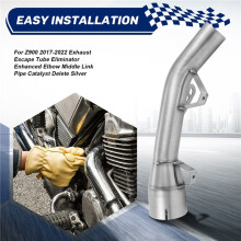 For Kawasaki Z900 2017-2022 Exhaust Escape Tube Eliminator Enhanced Elbow Middle Link Pipe Catalyst Delete Silver