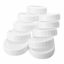 10Pcs Plastic Storage Caps Lids Ribbed for 86mm Standard Regular Mouth Jar Bottle