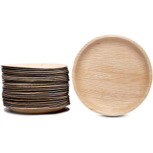 Compostable, Biodegradable, Disposable Leaf Plates Sturdy, Microwave & Oven Safe (20, 8 inch Round Plates)