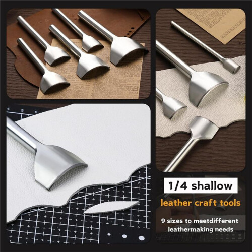 9 Sizes Leather Punch Tool, Half-Round Leather Punch, Leather Corner Punch, Strap Cutter, Crafting Tools for DIY Belts 1