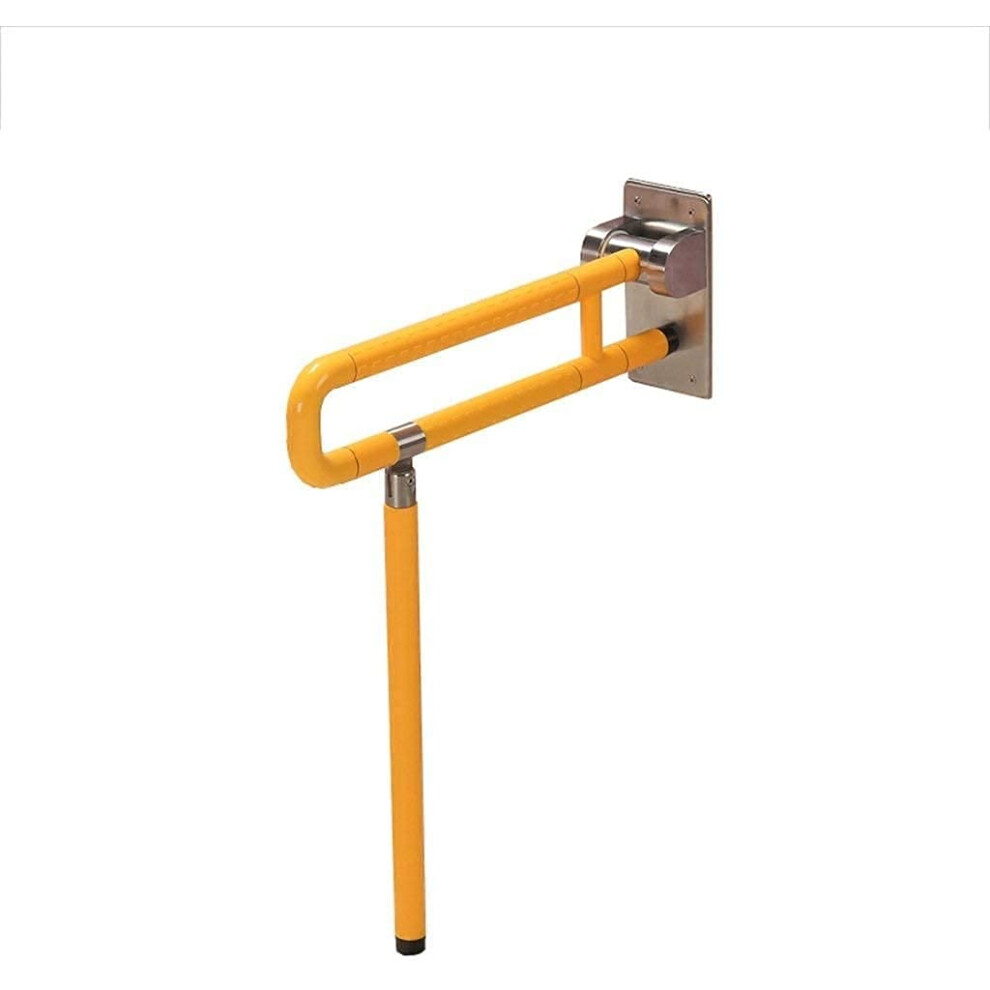 Yellow Grab Bar Wallmounted Ushaped Folding Shower Armrest, Stainless Steel Nylon Safety Rail, Antislip Grip For Elderly Disabled, 60Cm