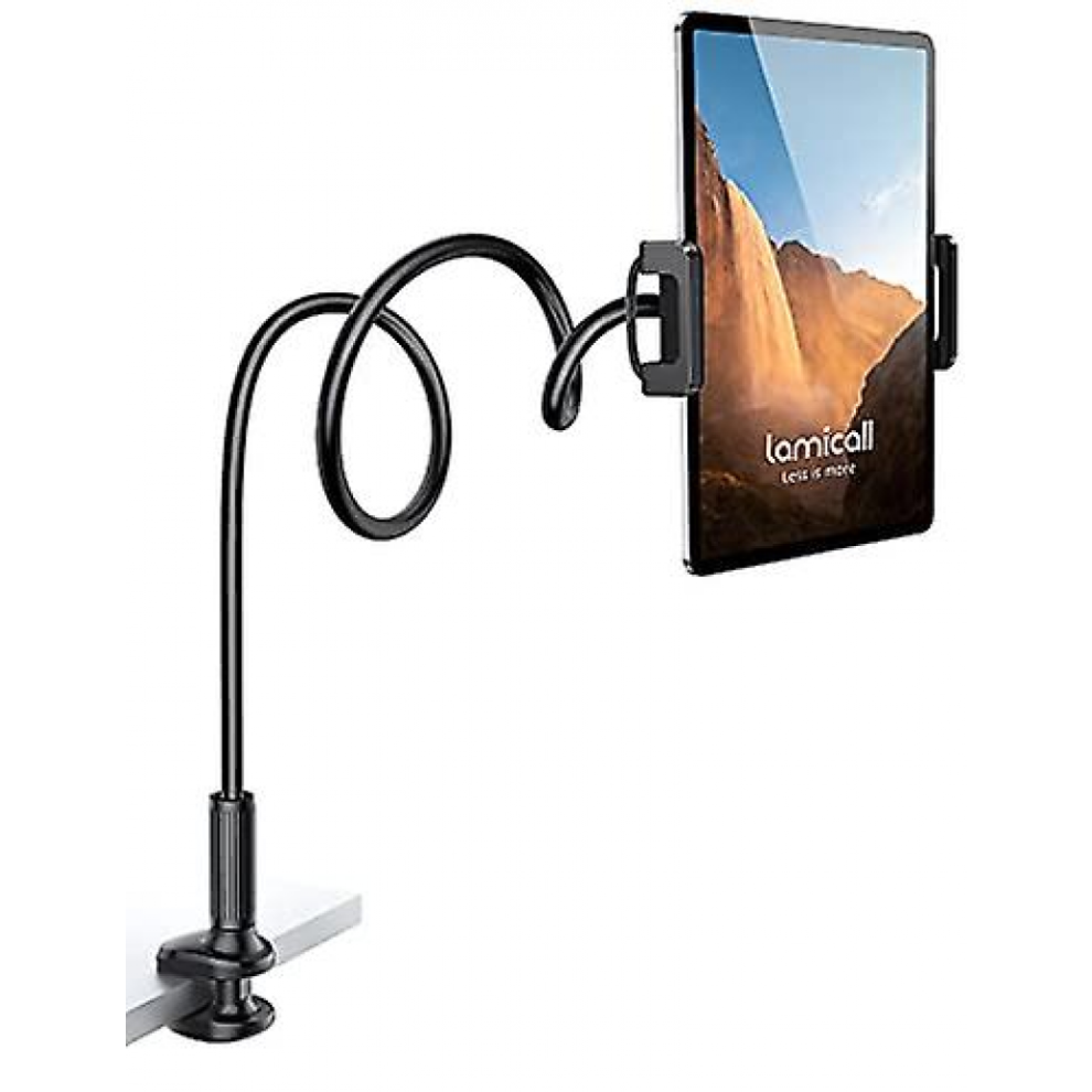 Gooseneck Tablet Holder 360 Adjustable Tablet Stand Flexible Arm Tablet Mount Clamp Compatible- Black 6472608675937