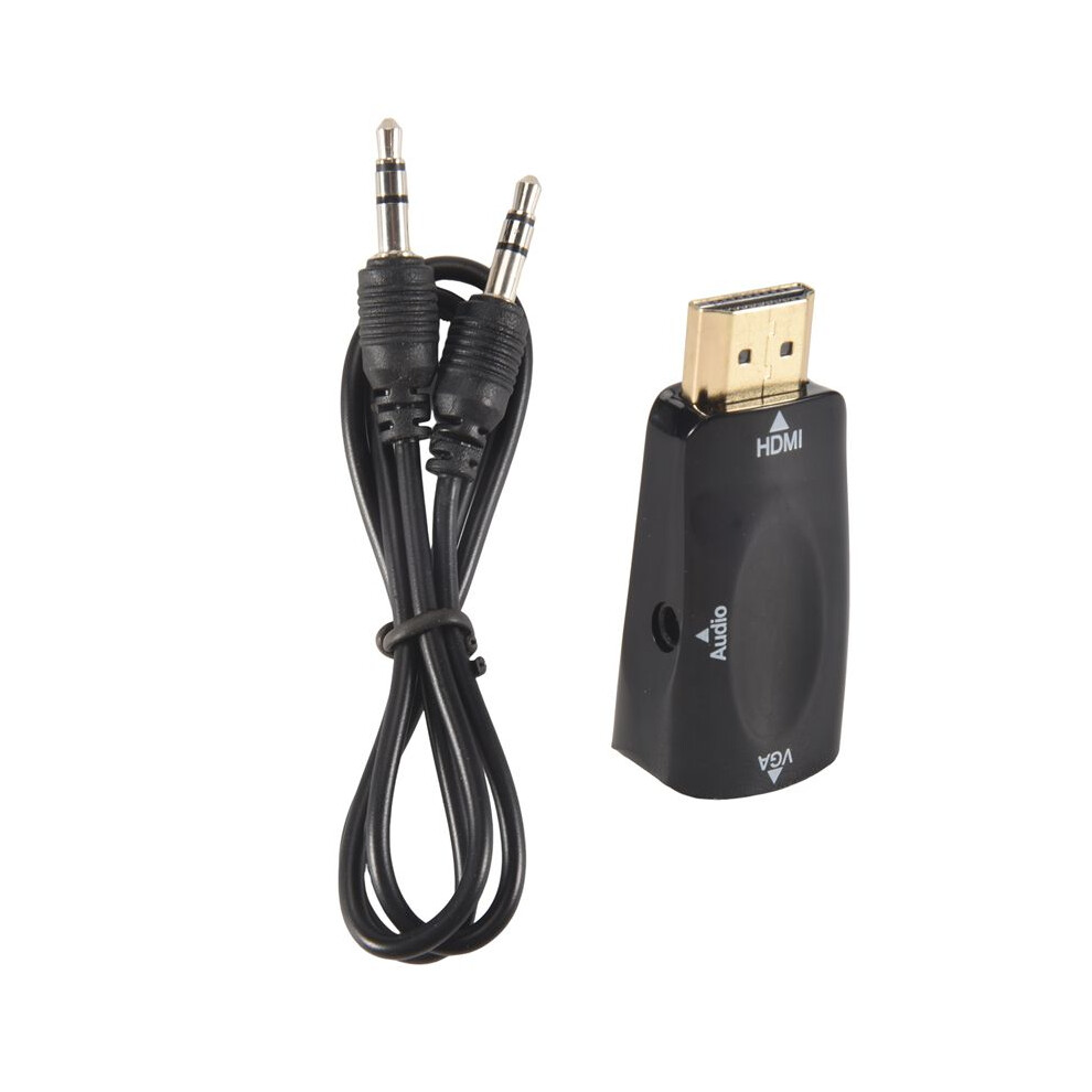 1080P Hdmi Male To Vga Female Adapter Video Converter 3.5Mm Audio Output Cable Hot Black 4711395693628