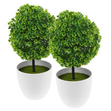 2Pcs Artificial Topiary Ball with Realistic Bonsai Look for Home Office Windowsill and Tabletop Decor