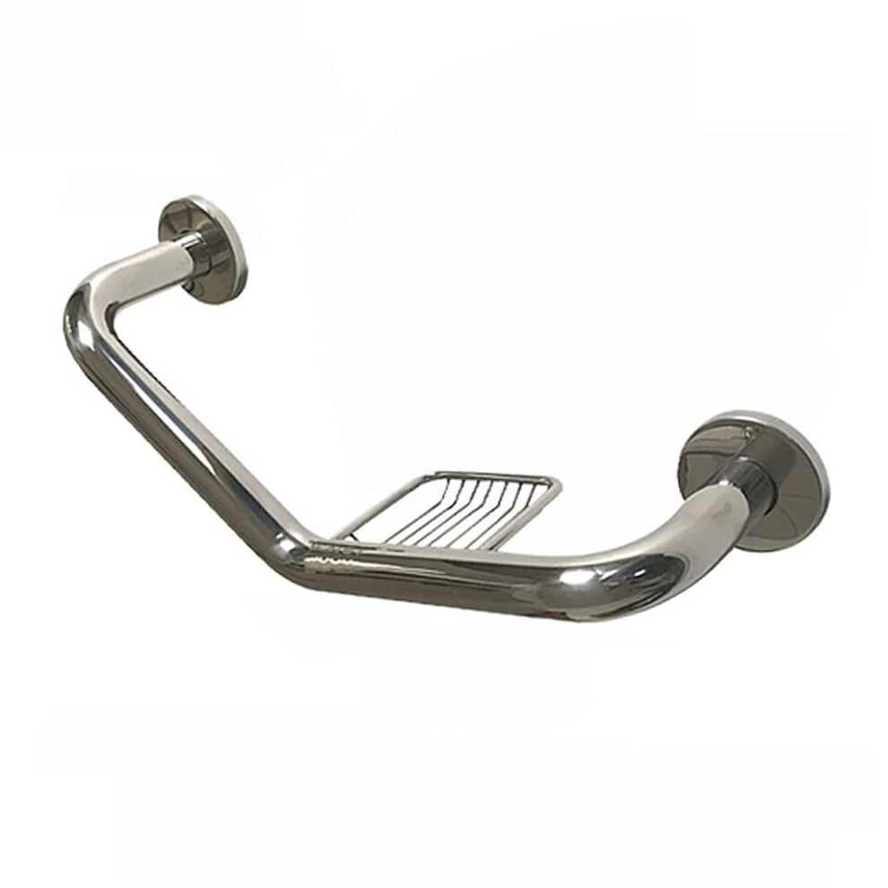 Stainless Steel Bathroom Grab Bar with Soap Holder, NonSlip Safety Handrail for Elderly and Disabled