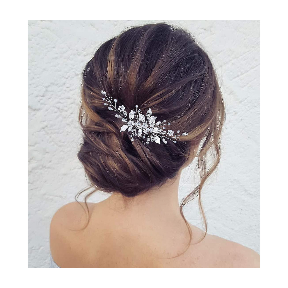 Leaf Bride Wedding Hair Comb Rhinestone Pearl Bridal Hair Pieces Flower Wedding Headpiece