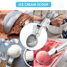 Stainless Steel Ice Cream Scoop, Easy to Trigger Release, Ice Cream Scoop with Comfortable Antifreeze Handle