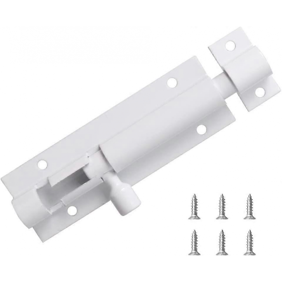 1Pcs 3 In Bolts Security Slide Latch Lock Barrel Bolt Strong Aluminum Alloy - With Screws (White) 6472608780051
