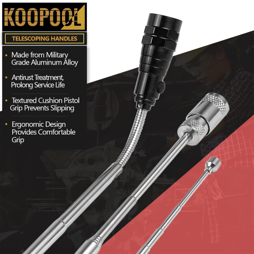 Telescoping Magnetic Pickup Tool Set-Extendable Magnet Flashlight with Inspection Mirror 2