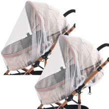 Stroller Mosquito Net Baby Playpen Cover 2 x Full Coverage Breathable Sun Protection White